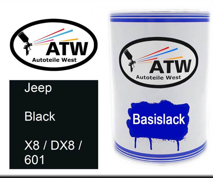 Jeep, Black, X8 / DX8 / 601: 500ml Lackdose, von ATW Autoteile West.